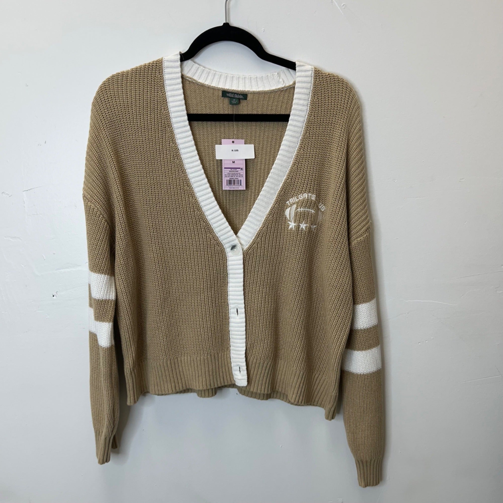 K-105 Wild Fable Women's Game Day V-Neck Button-Front Cardigan -Gold Size Medium