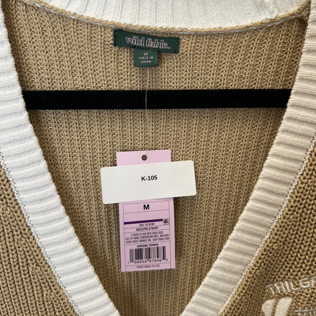 K-105 Wild Fable Women's Game Day V-Neck Button-Front Cardigan -Gold Size Medium