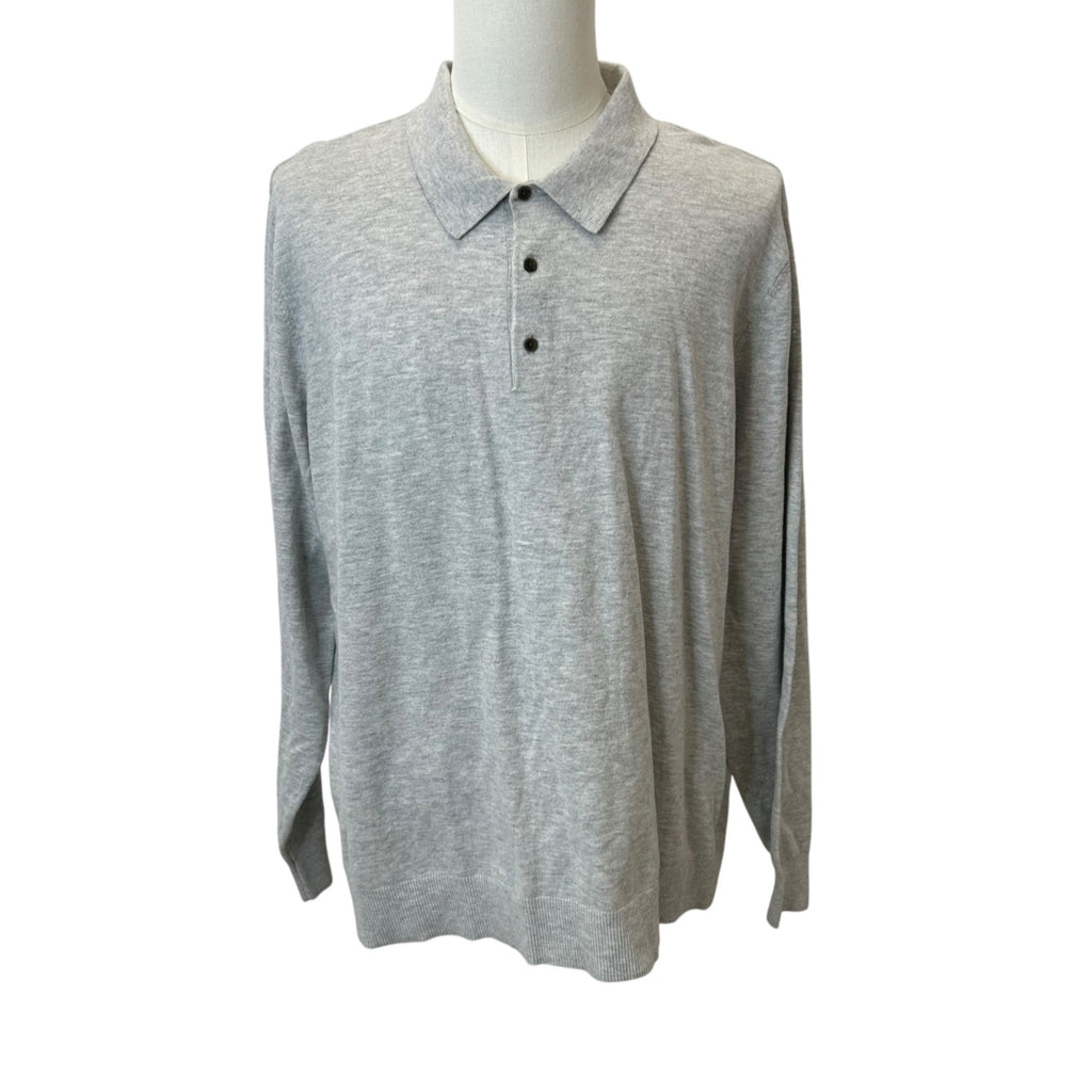 K-120 Goodfellow & Co Men's Gray Long Sleeve Polo Sweater Ribbed Hem Size XXL