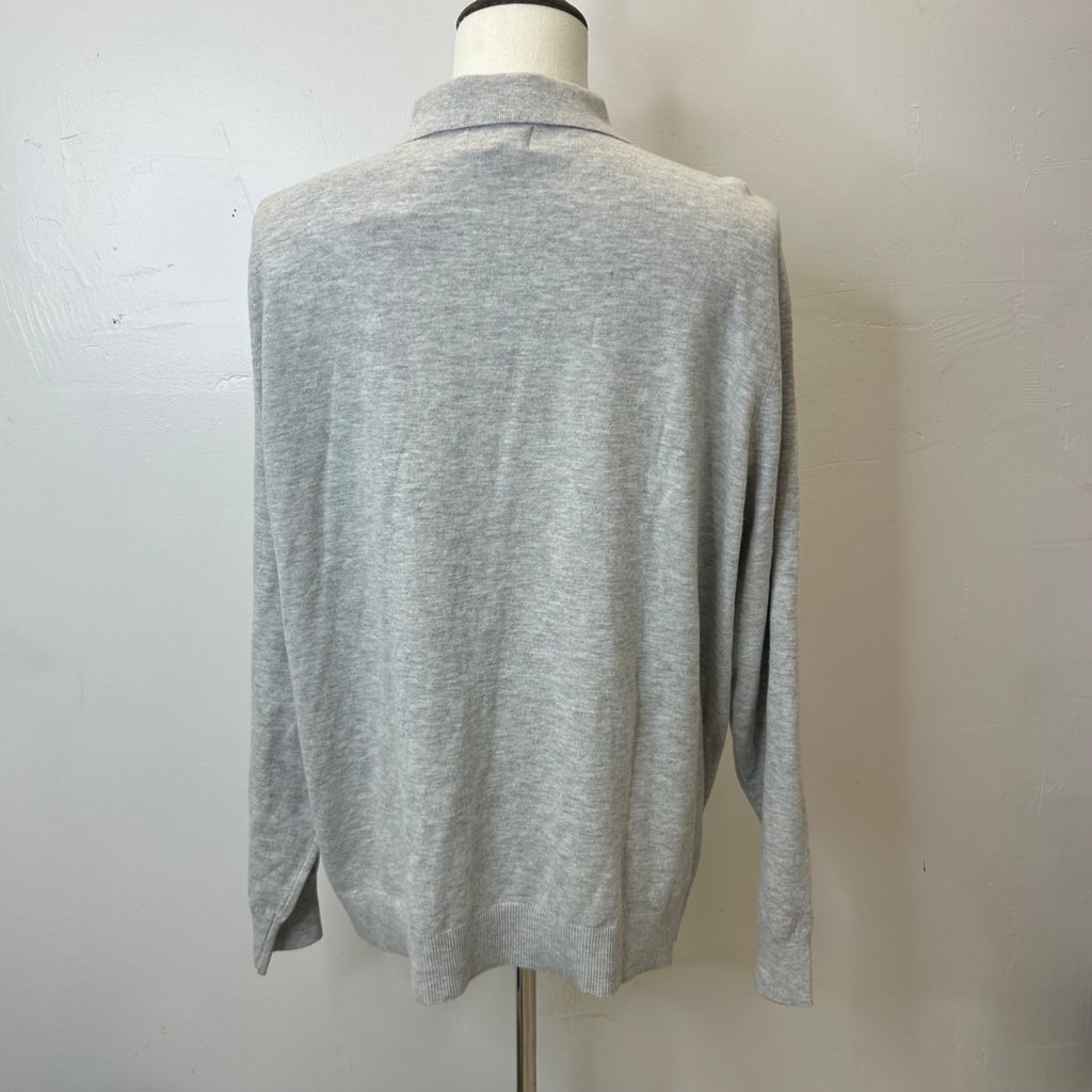 K-120 Goodfellow & Co Men's Gray Long Sleeve Polo Sweater Ribbed Hem Size XXL