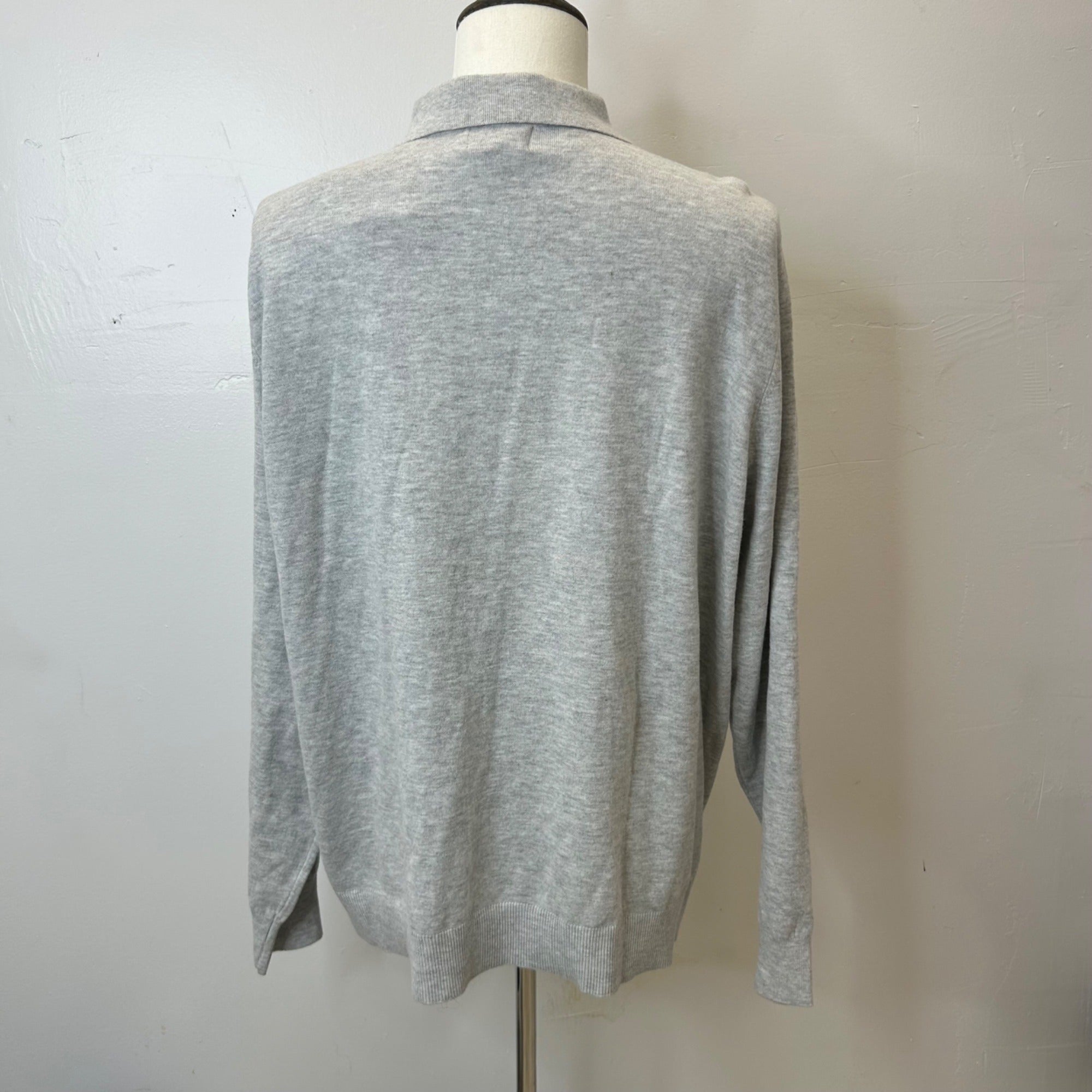 K-120 Goodfellow & Co Men's Gray Long Sleeve Polo Sweater Ribbed Hem Size XXL