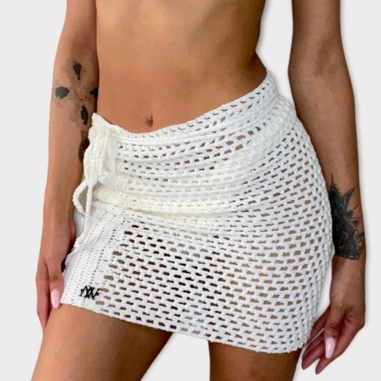 White Lace Up Cover Up Skirt by Nikita Naomi