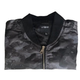 WT02 Men's Size Large Lightweight Ma-1 Bomber Jacket Black Gray Camouflage