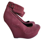 Charlotte Russe Burgundy Maroon Closed Toes High Heel Wedges Women's Size 7