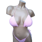 Nikita Naomi Handmade Crochet Swimwear Alize Pink Triangle Bikini TOP Size Large