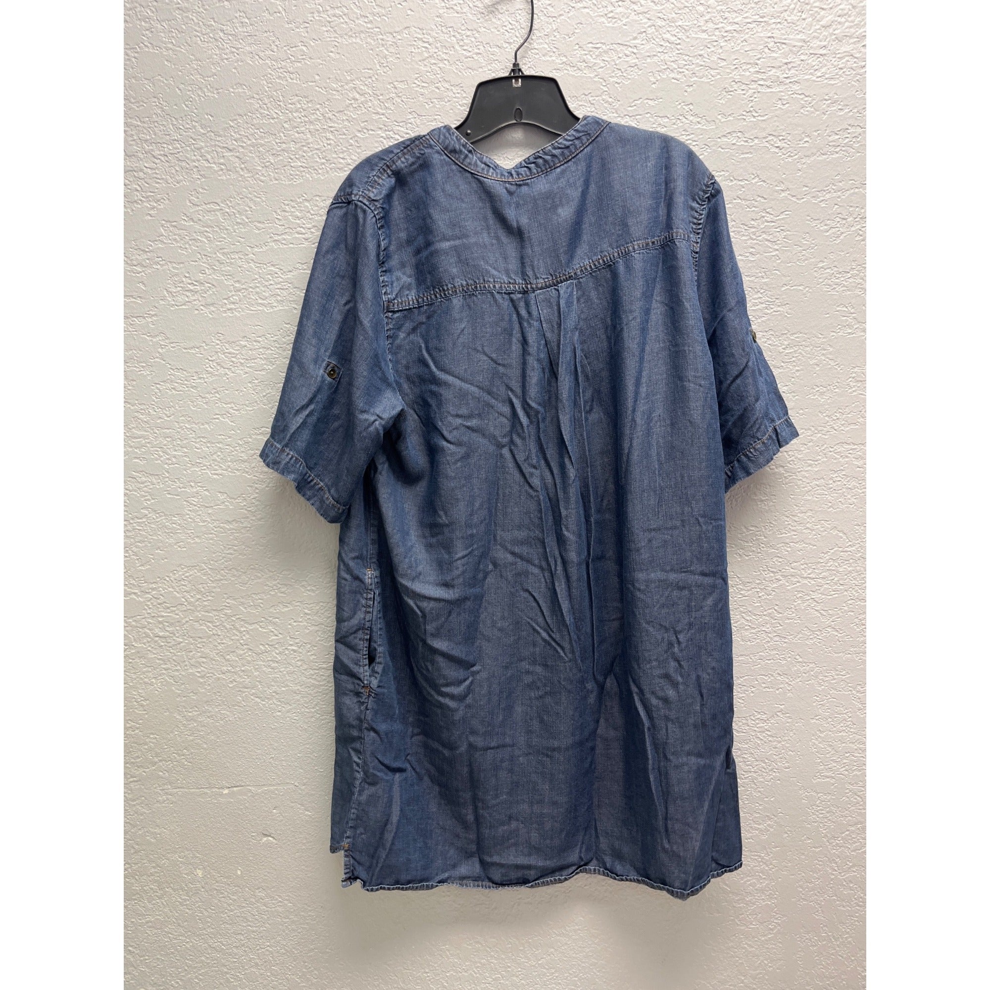 #1046 Nikita Naomi Womens Lace-Up Short Sleeve Denim Top Size L