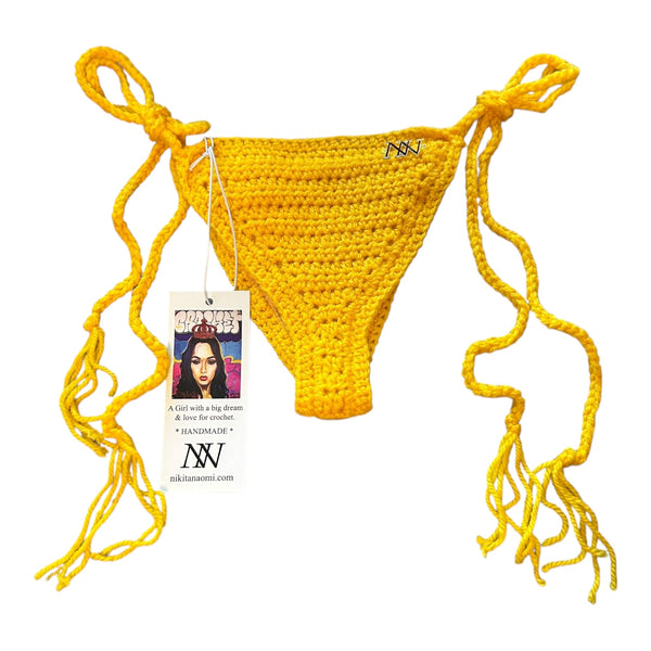 Yellow Thong Crochet Bikini Bottom by Nikita Naomi