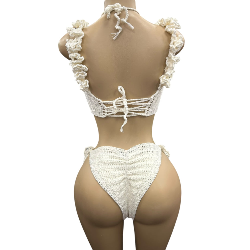 White Nova Crochet Bikini Bottom by Nikita Naomi