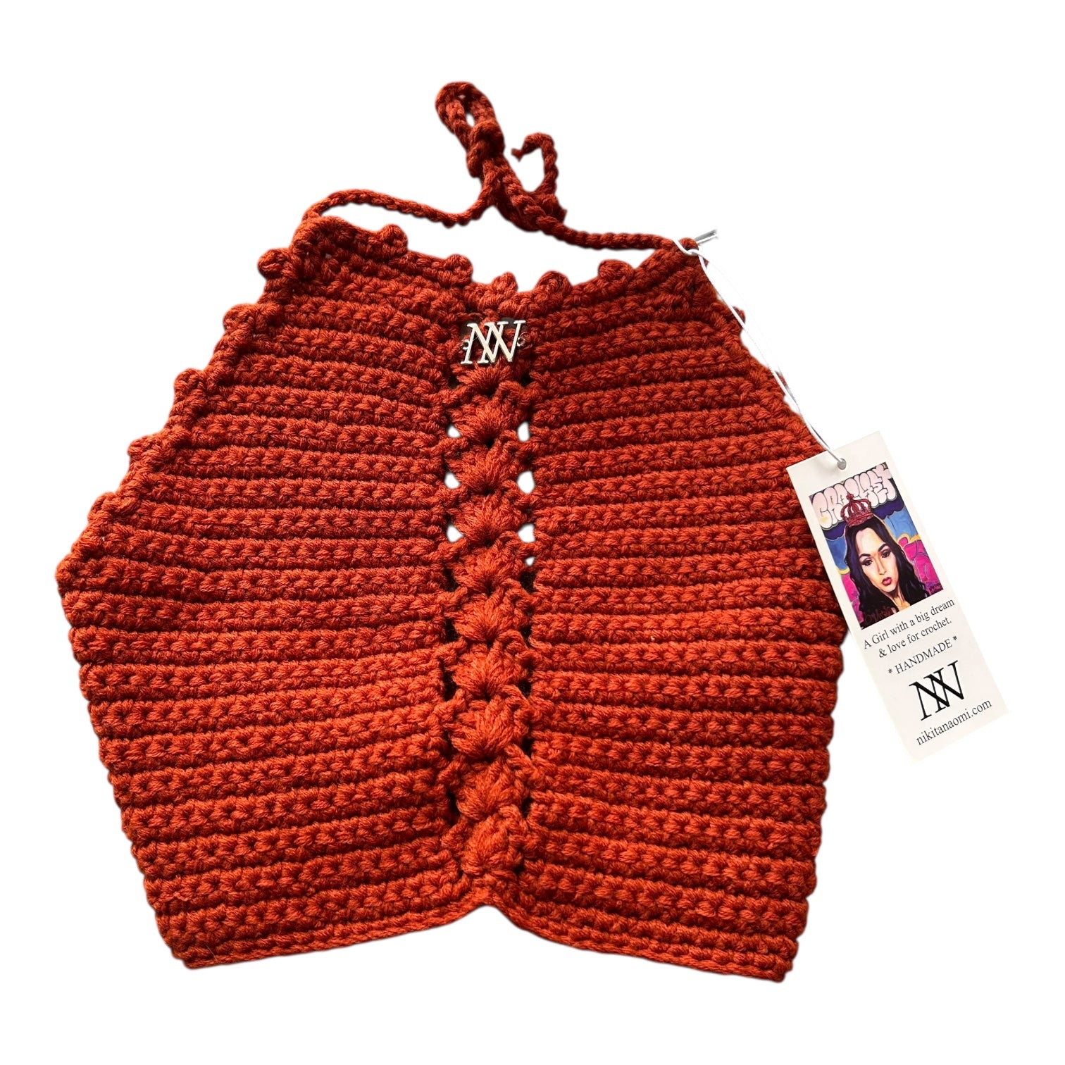 Copper Halter Crop Top Handmade Crochet by Nikita Naomi