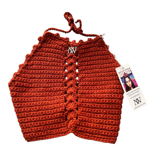 Copper Halter Crop Top Handmade Crochet by Nikita Naomi