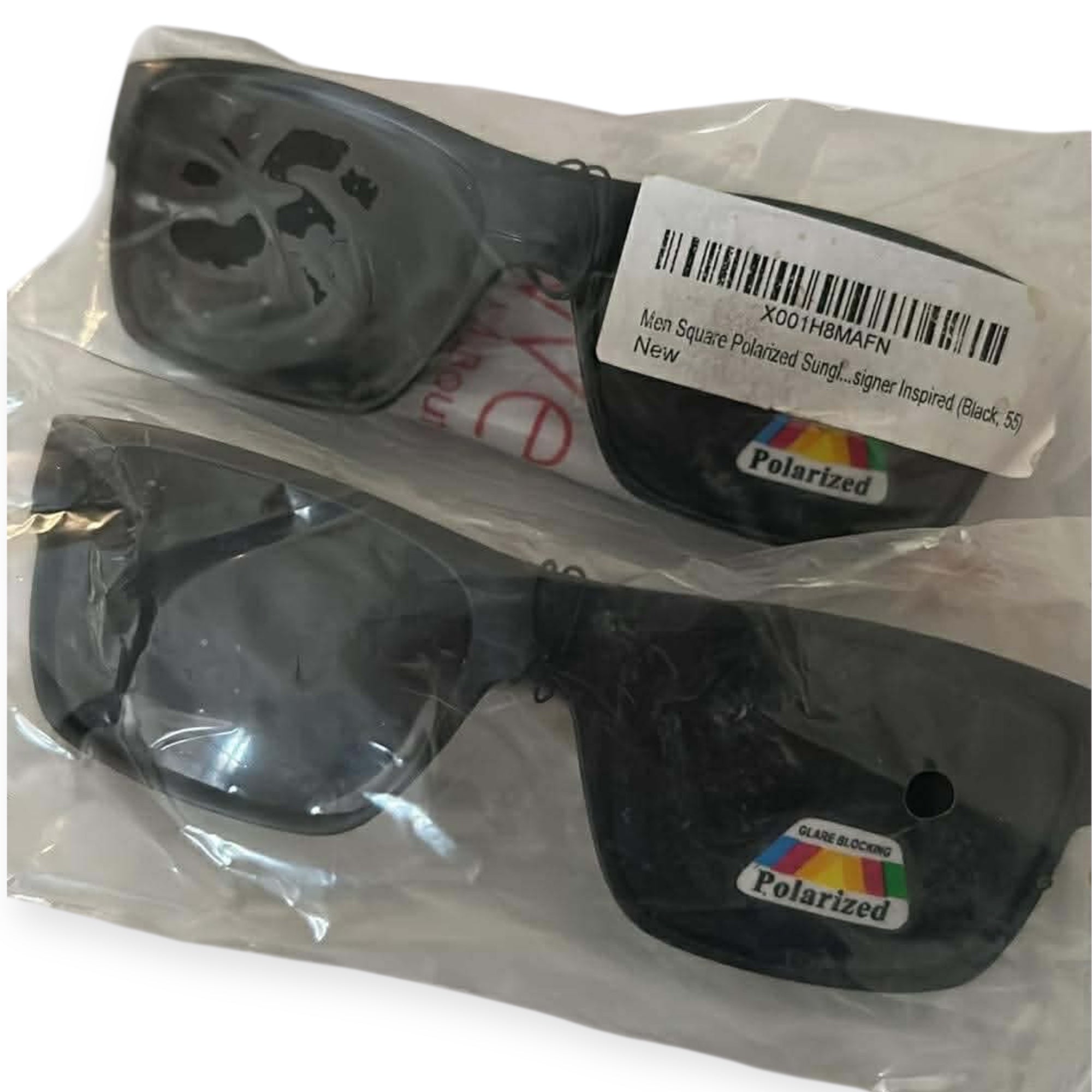 (Set of Two) Black Frame Sunglasses with Black Lens