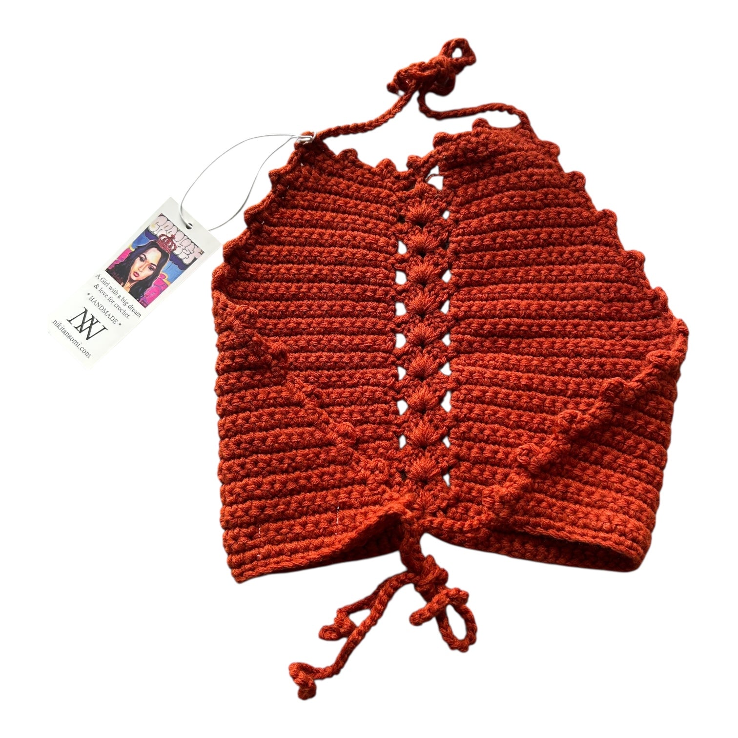 Copper Halter Crop Top Handmade Crochet by Nikita Naomi