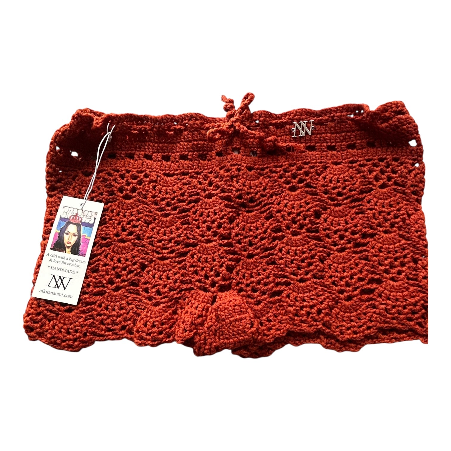 Brown Pineapple Crochet Shorts by Nikita Naomi