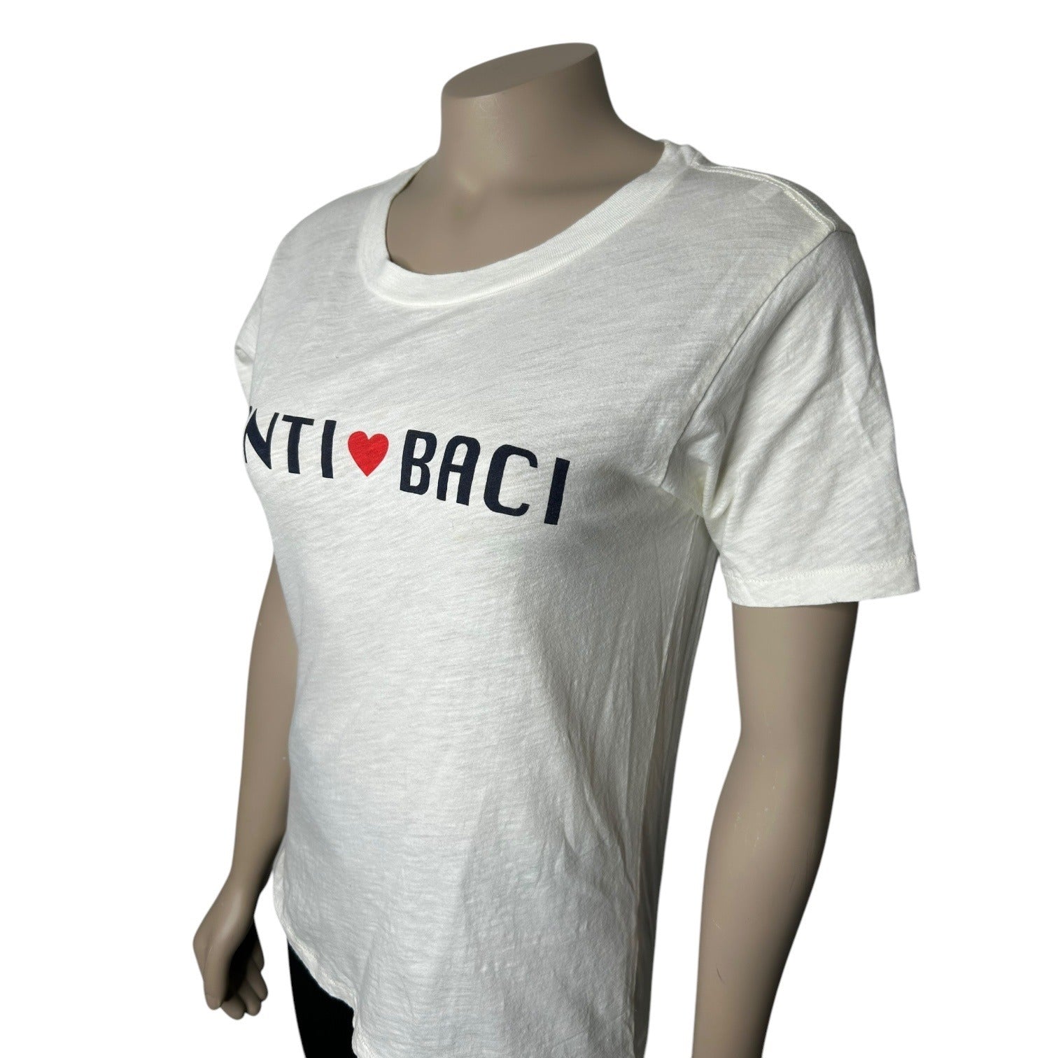 J.Crew Tanti Baci White Graphic Tee Shirt Women's Size Small