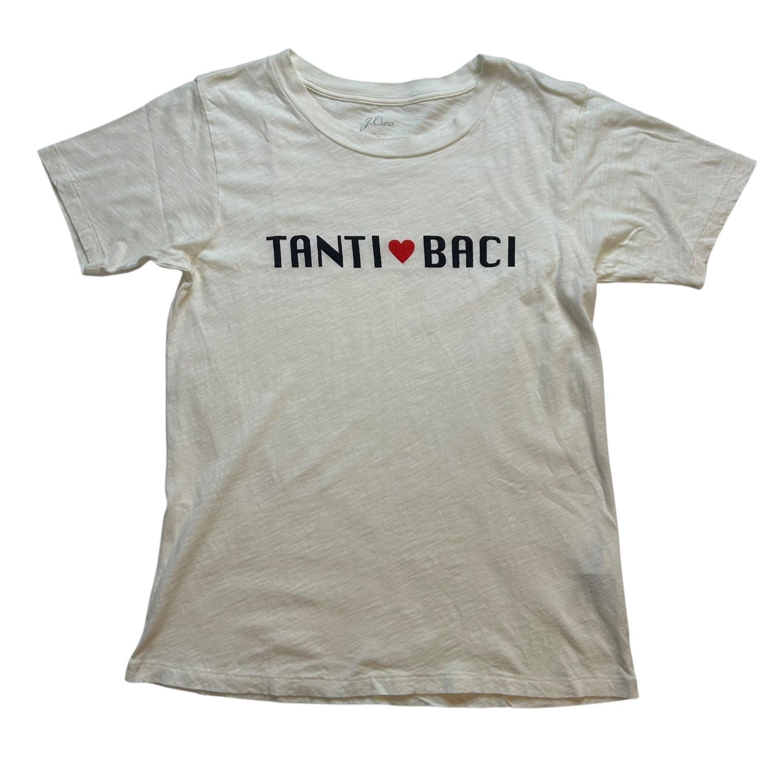 J.Crew Tanti Baci White Graphic Tee Shirt Women's Size Small