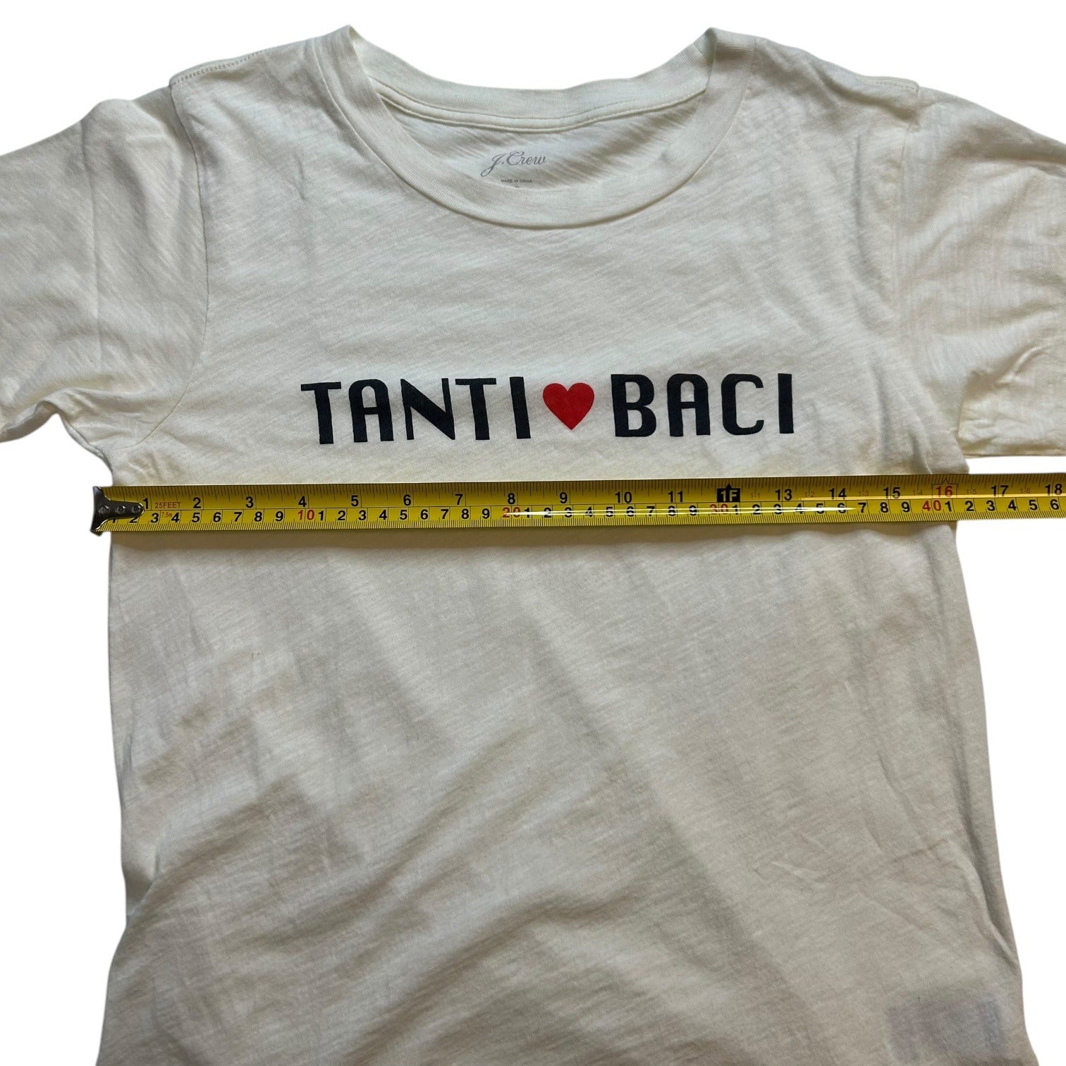 J.Crew Tanti Baci White Graphic Tee Shirt Women's Size Small