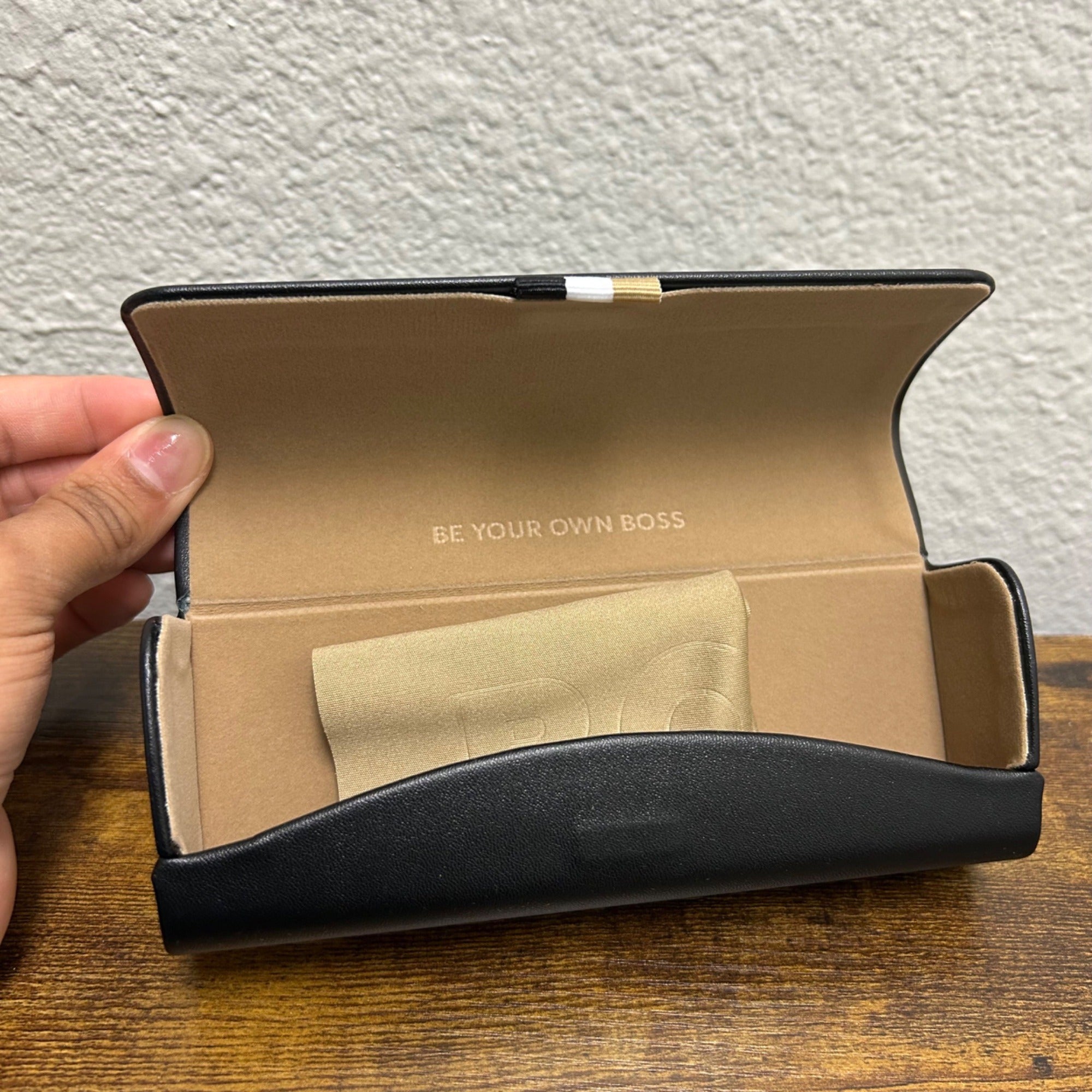 Hugo Boss Black Eyeglass Case With Magnetic Closure - Includes Cleaning Cloth