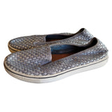 Bernie Mev "Verona" Silver Basket Weave Flat Slip on Sneaker Shoes Size 6.5