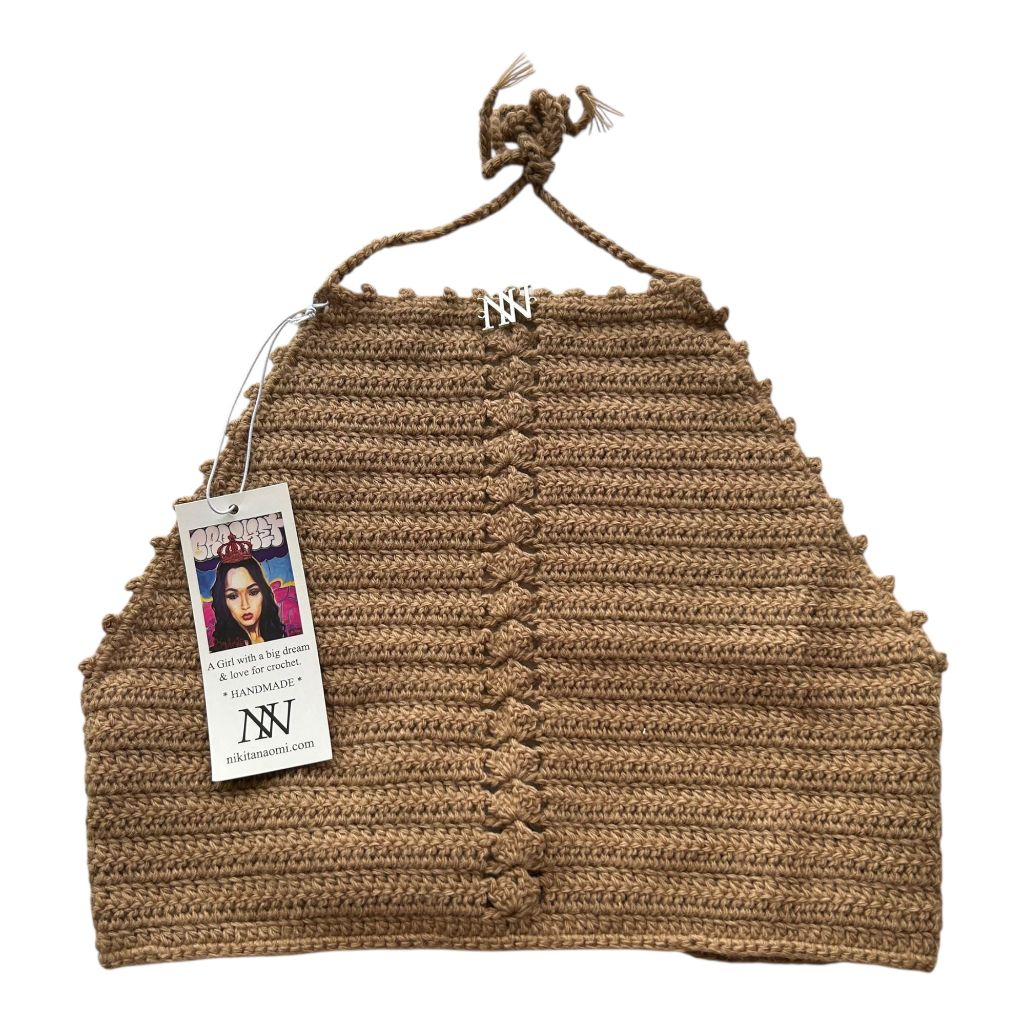 Tan Halter Crochet Crop Top by Nikita Naomi