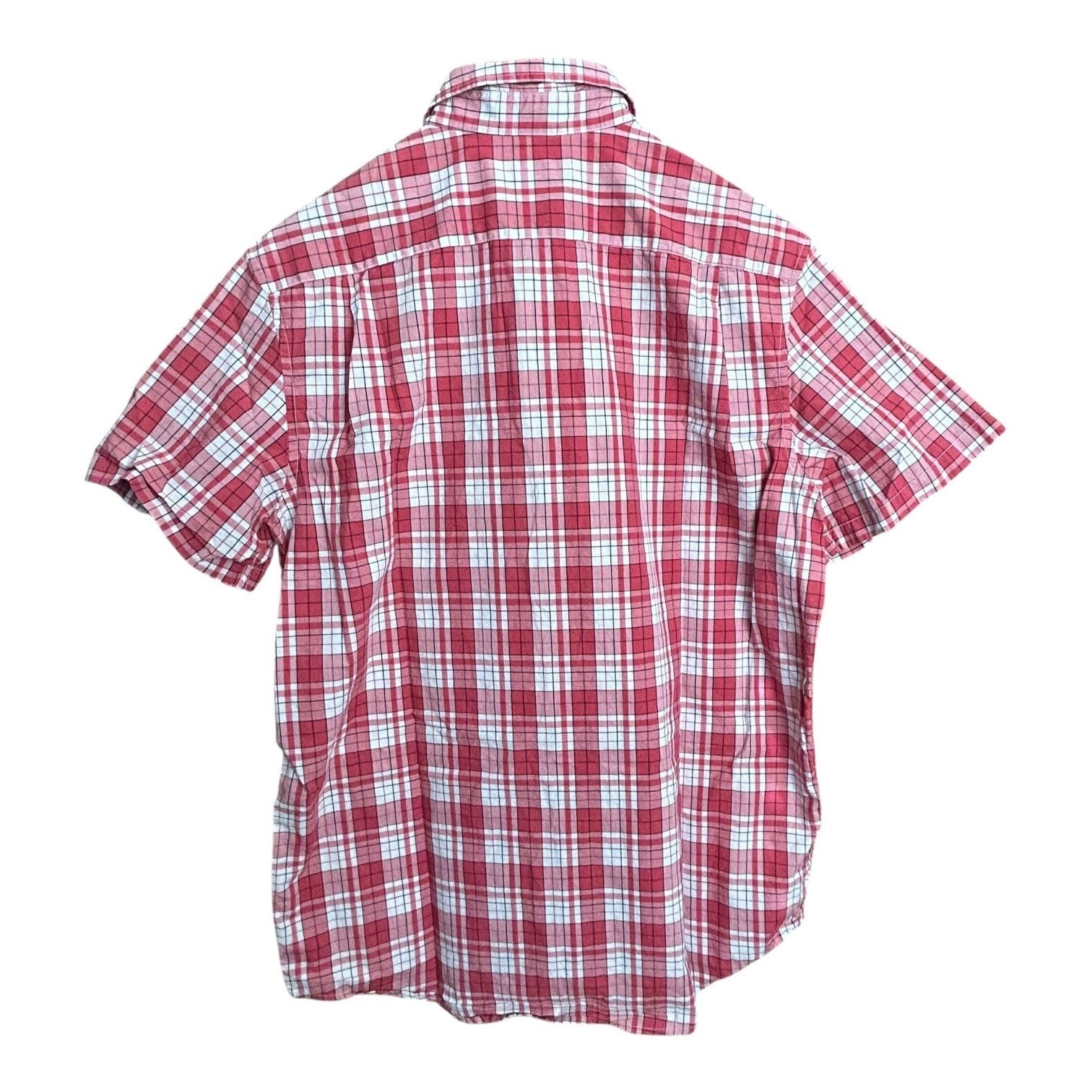 Michael Kors Classic Fit Red Plaid Short Sleeve Button-Down Shirt Mens Medium