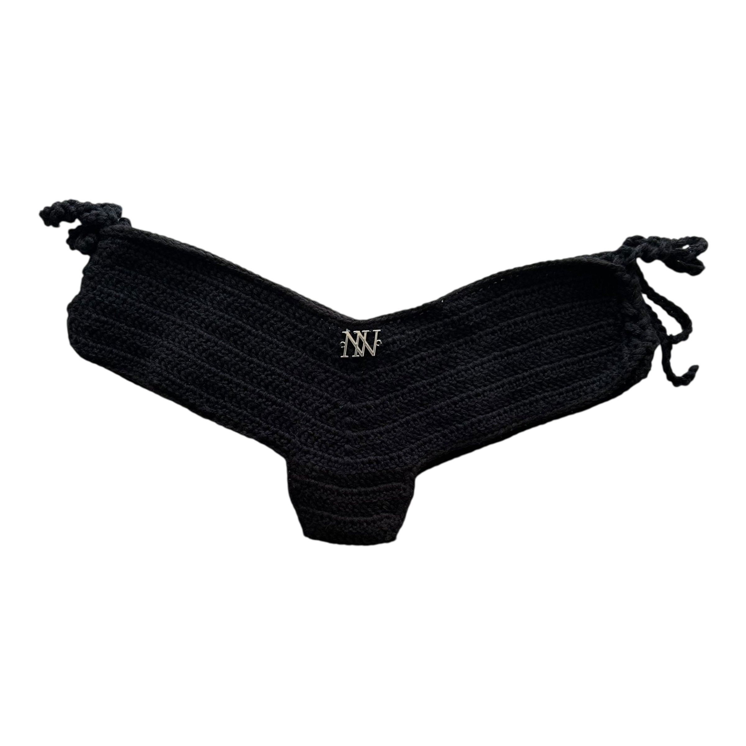 Black Boy-Shorts Crochet Bikini Bottom by Nikita Naomi