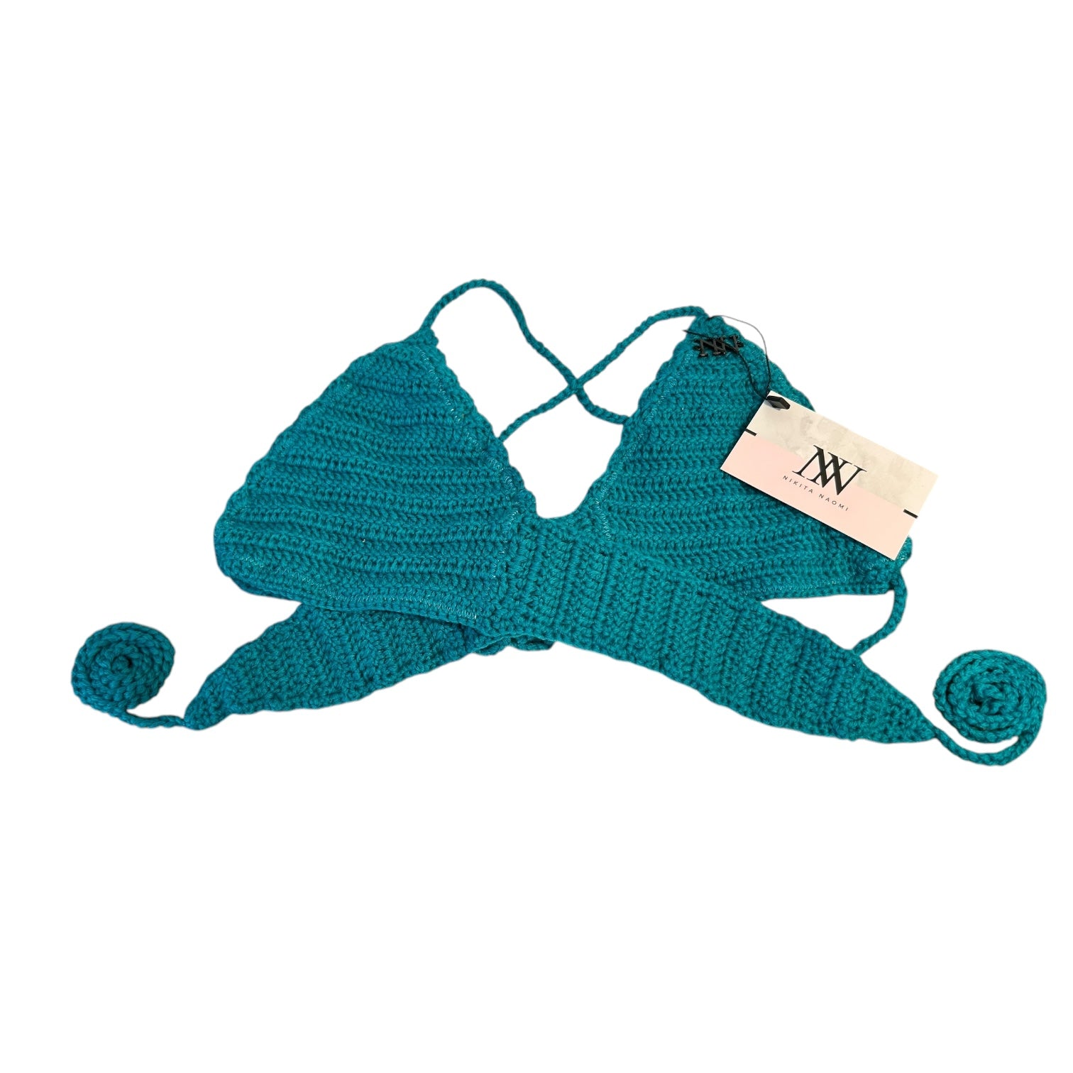 Teal Body Wrap Crochet Bikini Top by Nikita Naomi