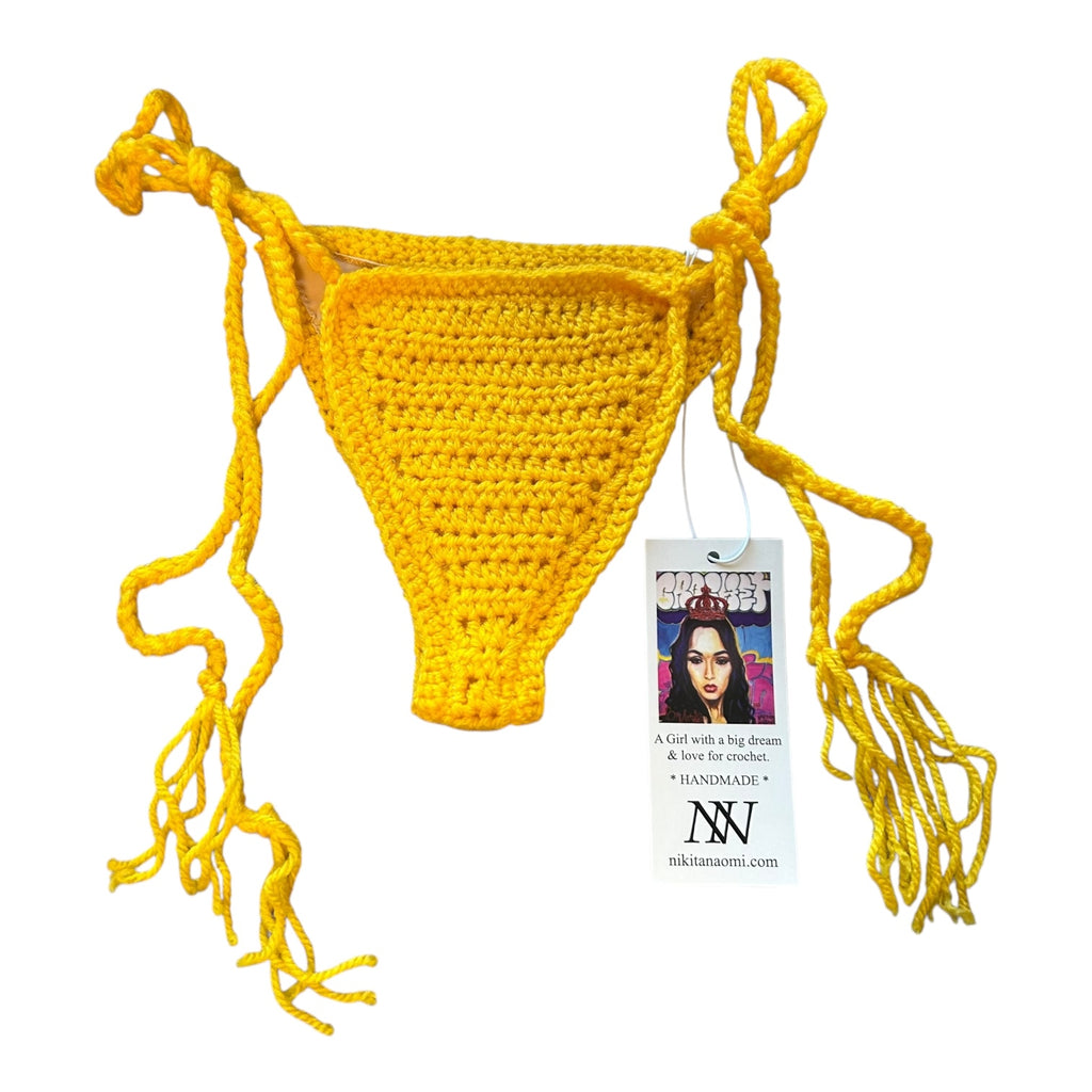 Yellow Thong Crochet Bikini Bottom by Nikita Naomi