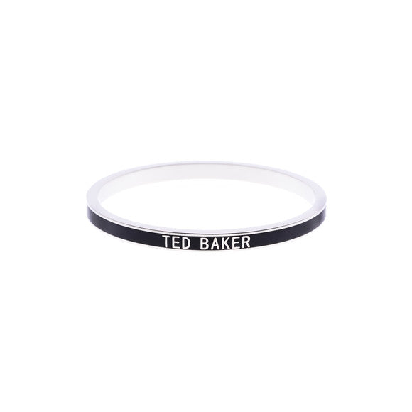 Ted Baker Clary Narrow Enamel Bangle, White Bronze, Black