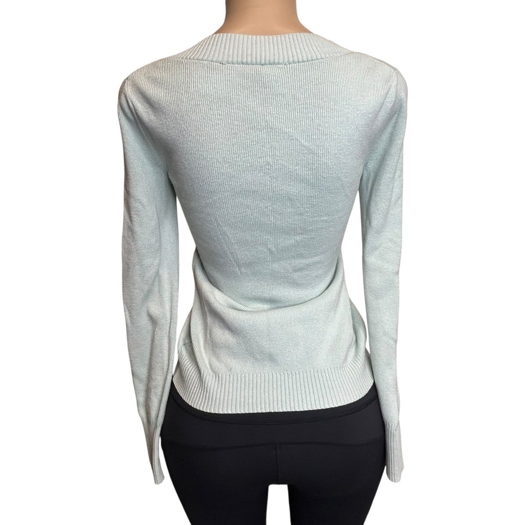 DG-104 Express Women's Size M Mint Green Long-Sleeve V-Neck Knit Sweater