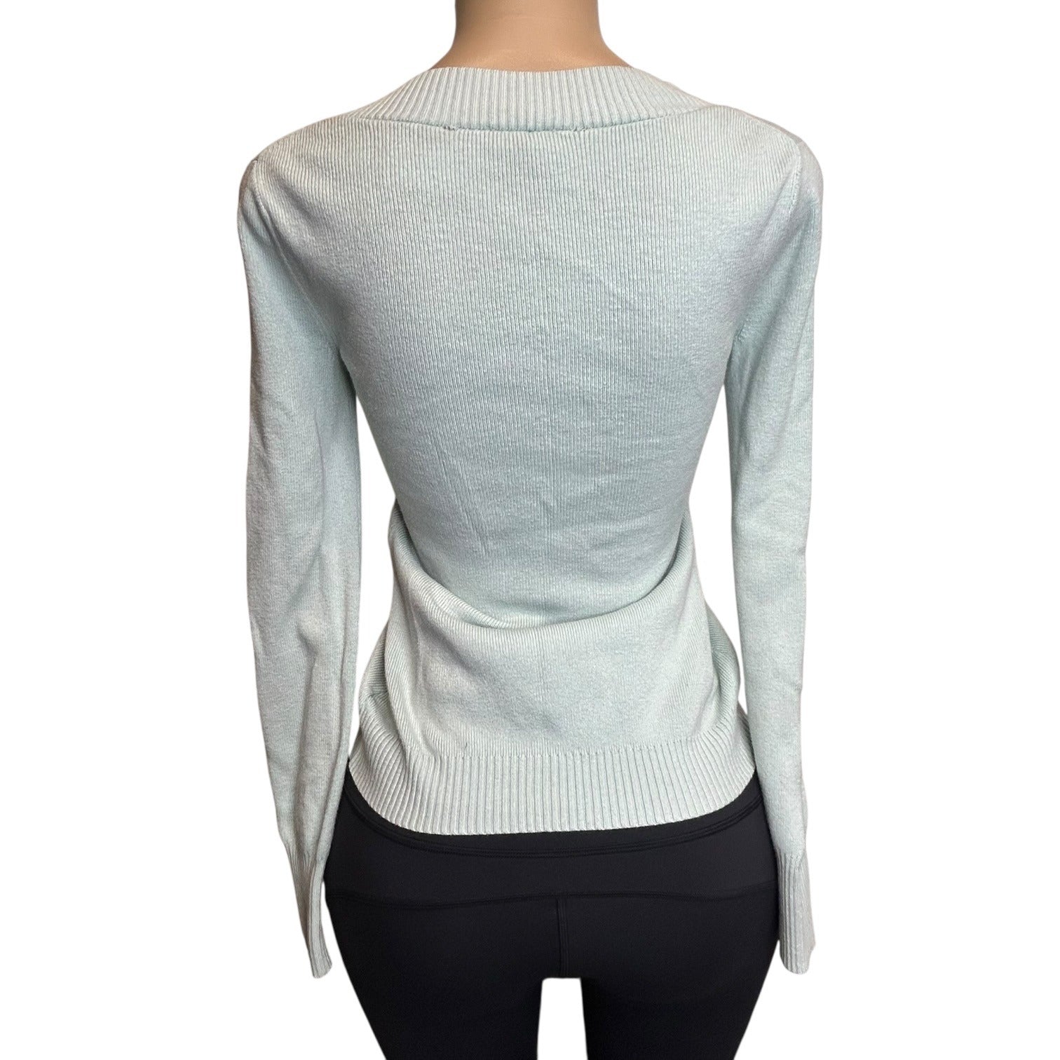 DG-104 Express Women's Size M Mint Green Long-Sleeve V-Neck Knit Sweater