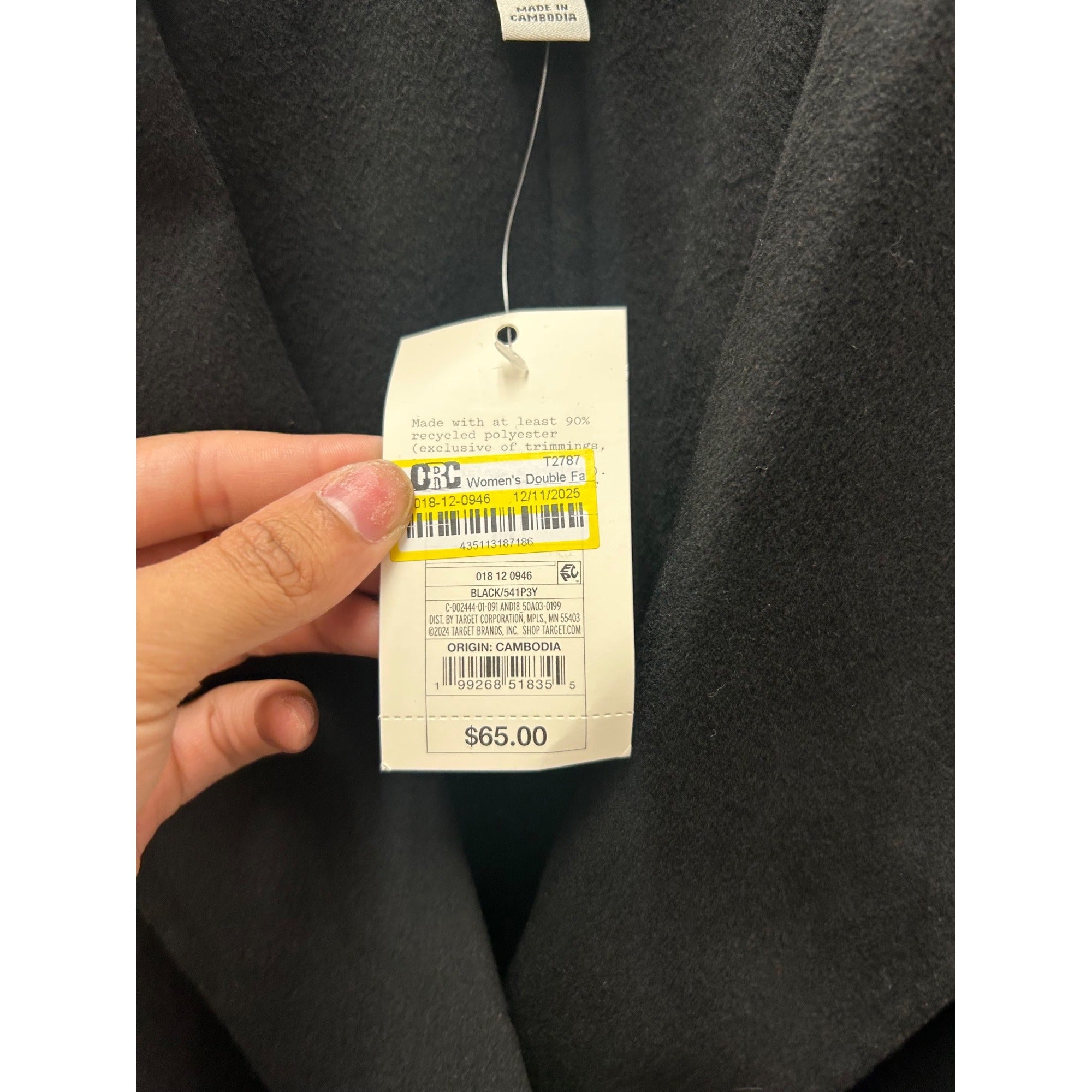 K-174 A New Day Women's Medium Black Belted Long Coat
