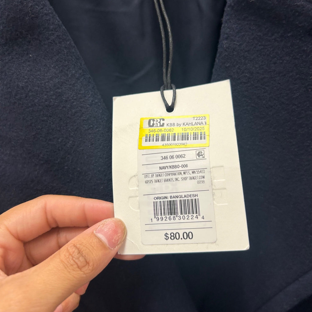 K-173 KBB by Kahlana Gold Button Double-Breasted Peacoat Navy Women's Size Small