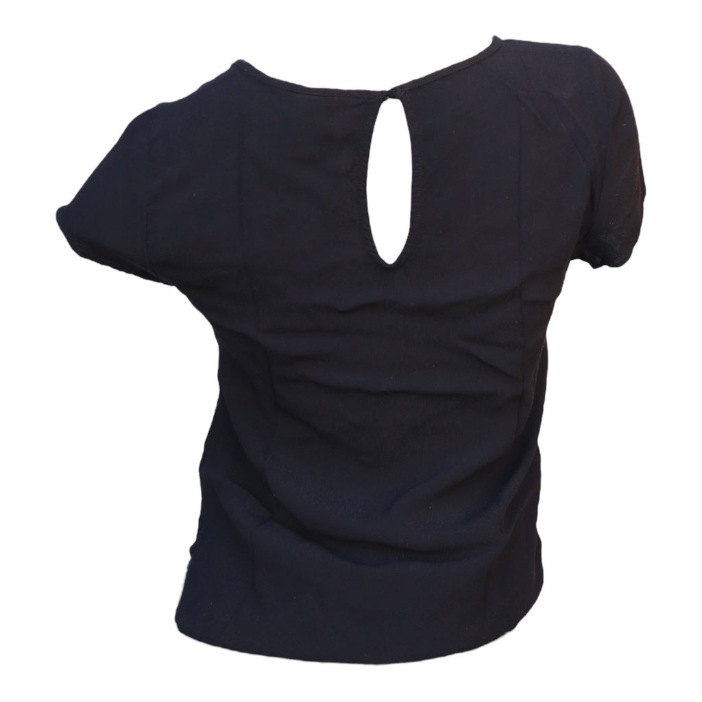 H&M Short Sleeve Basic Black Blouse, Round Neckline Women's Size 4