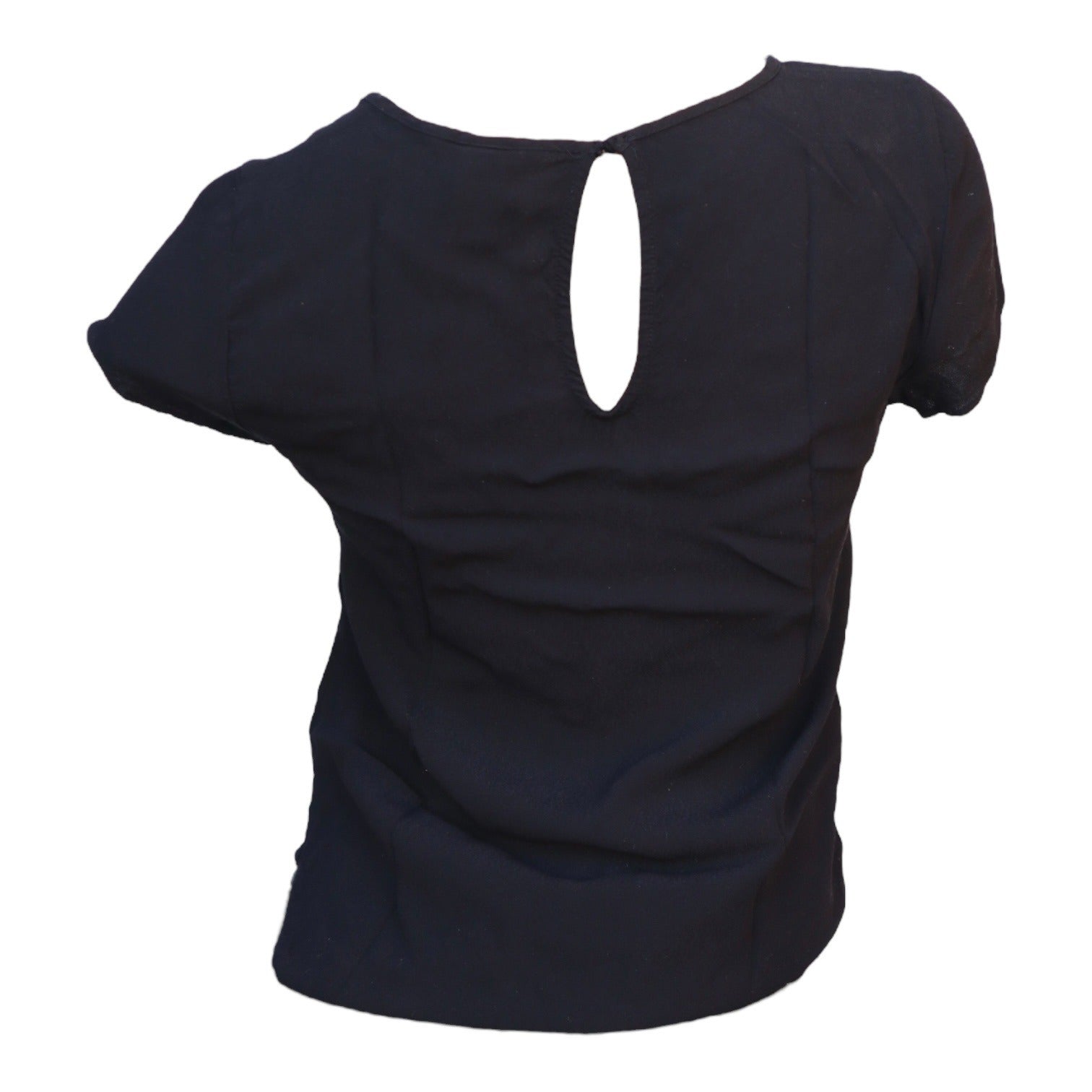 H&M Short Sleeve Basic Black Blouse, Round Neckline Women's Size 4