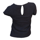 H&M Short Sleeve Basic Black Blouse, Round Neckline Women's Size 4