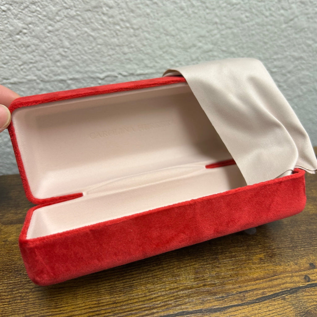 Carolina Herrera Red Velvet Sunglasses Case with Cleaning Cloth