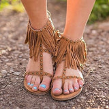 Not Rated "XENIA" Tan Fringed Sandals - Metal Stud Trim Women's Size 7