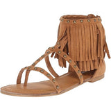 Not Rated "XENIA" Tan Fringed Sandals - Metal Stud Trim Women's Size 7