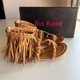 Not Rated "XENIA" Tan Fringed Sandals - Metal Stud Trim Women's Size 7