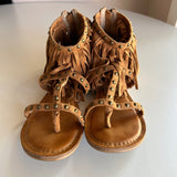 Not Rated "XENIA" Tan Fringed Sandals - Metal Stud Trim Women's Size 7