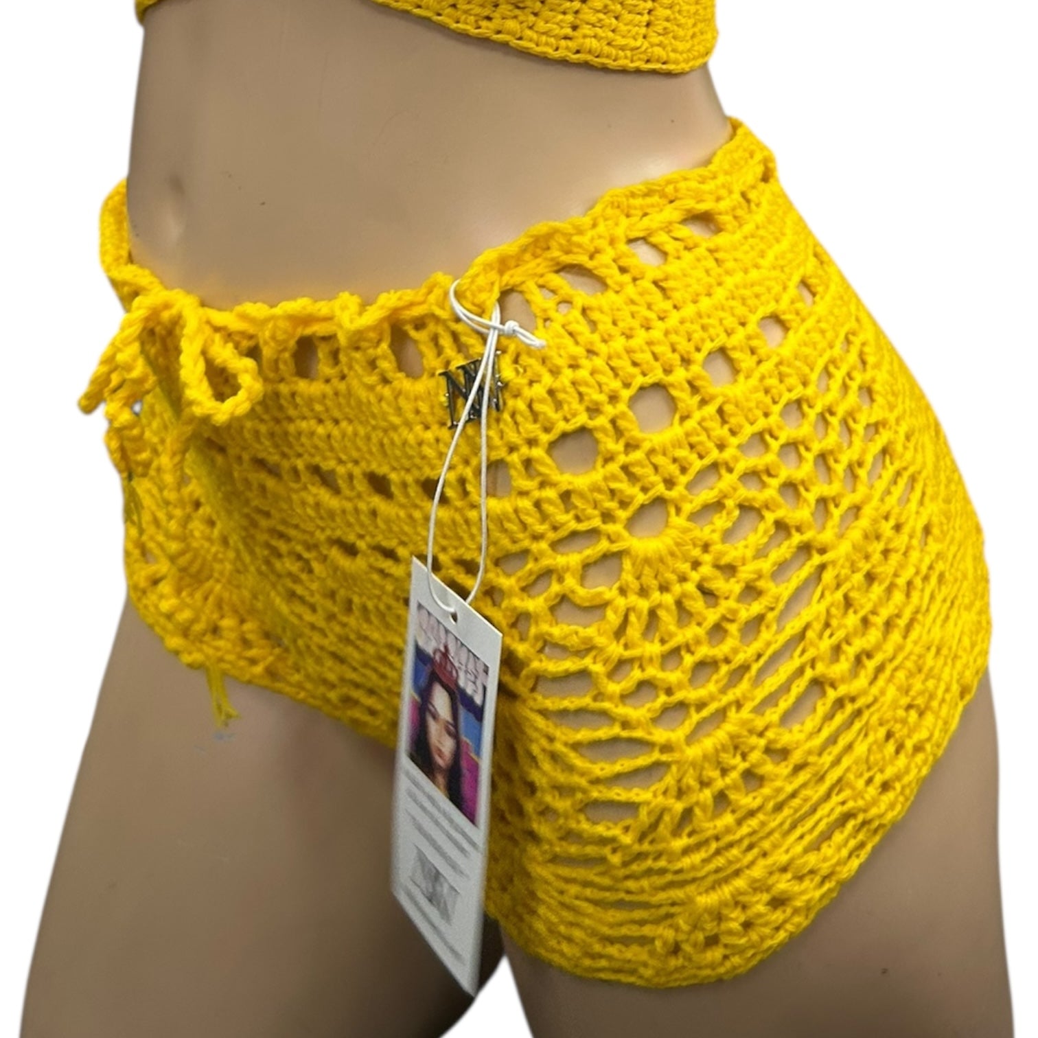 Yellow Pineapple Crochet Shorts by Nikita Naomi