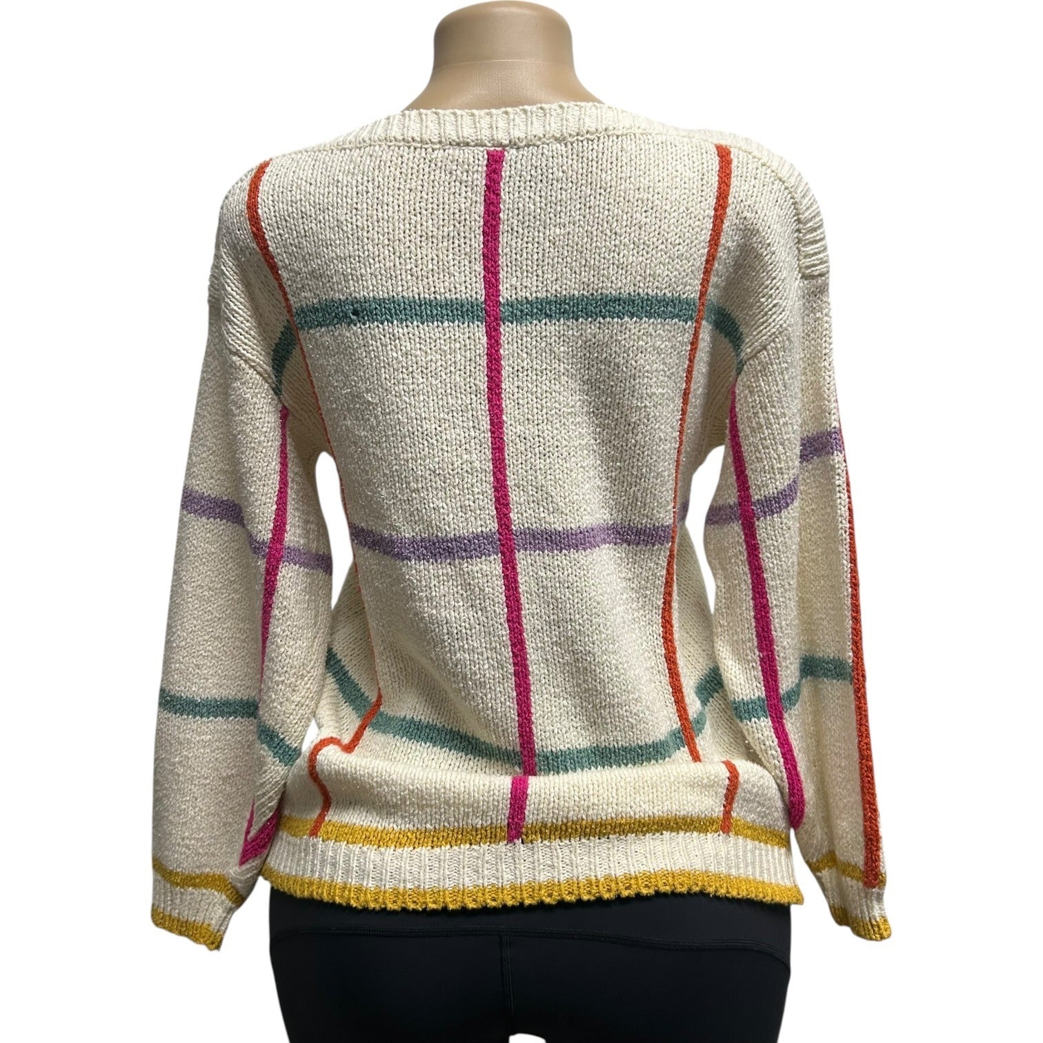 TG-11 Vintage Liz Claiborne Petite Multicolor Windowpane Knit Sweater