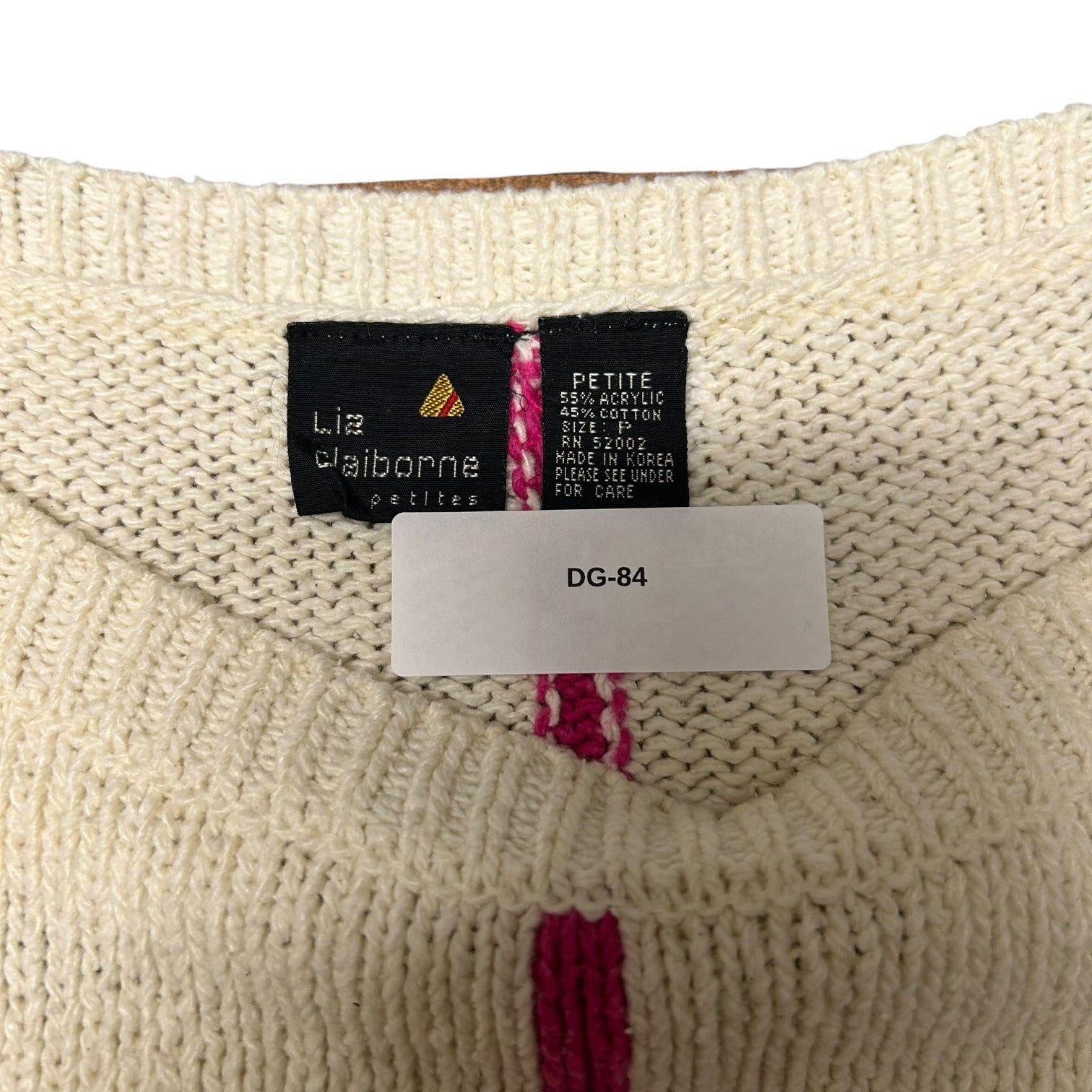 TG-11 Vintage Liz Claiborne Petite Multicolor Windowpane Knit Sweater