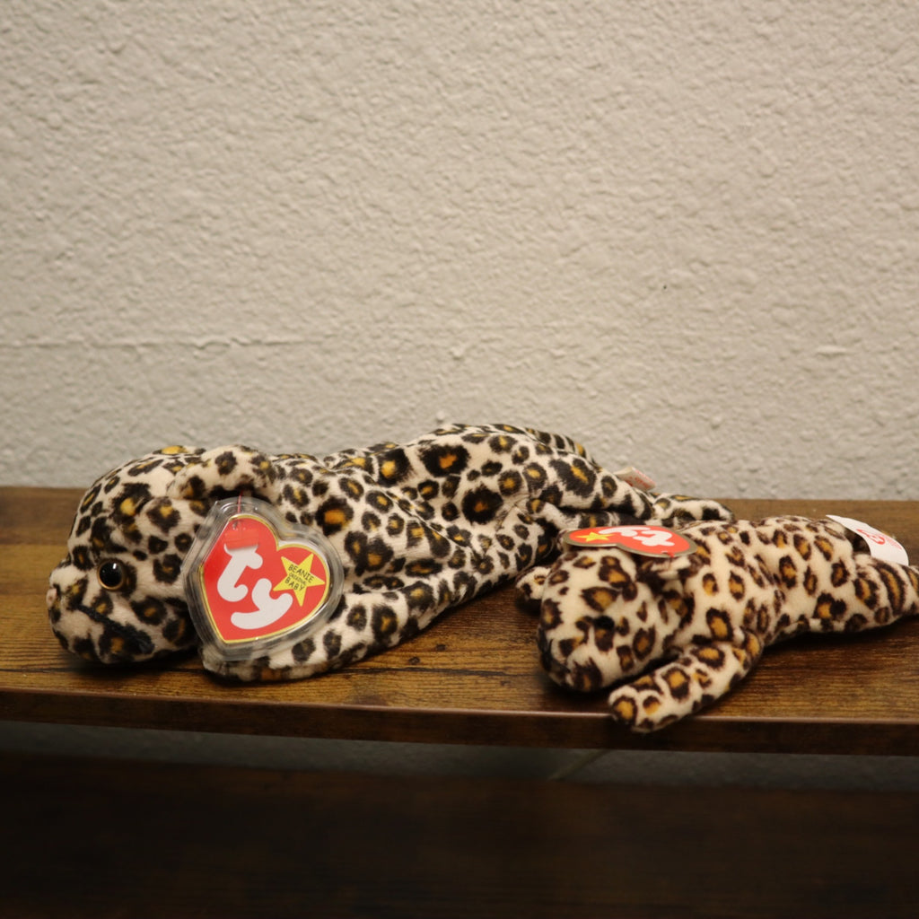 DG-153 Ty Beanie Freckles '96 and Teanie Beanie Babies '93 The Leopard Plush Toy