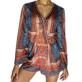 Jealous Tomato Aztec Print Multicolor Romper, Women's Small