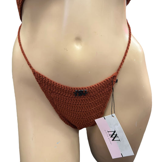 Brown High Waist Triangle Crochet Bikini Bottom by Nikita Naomi