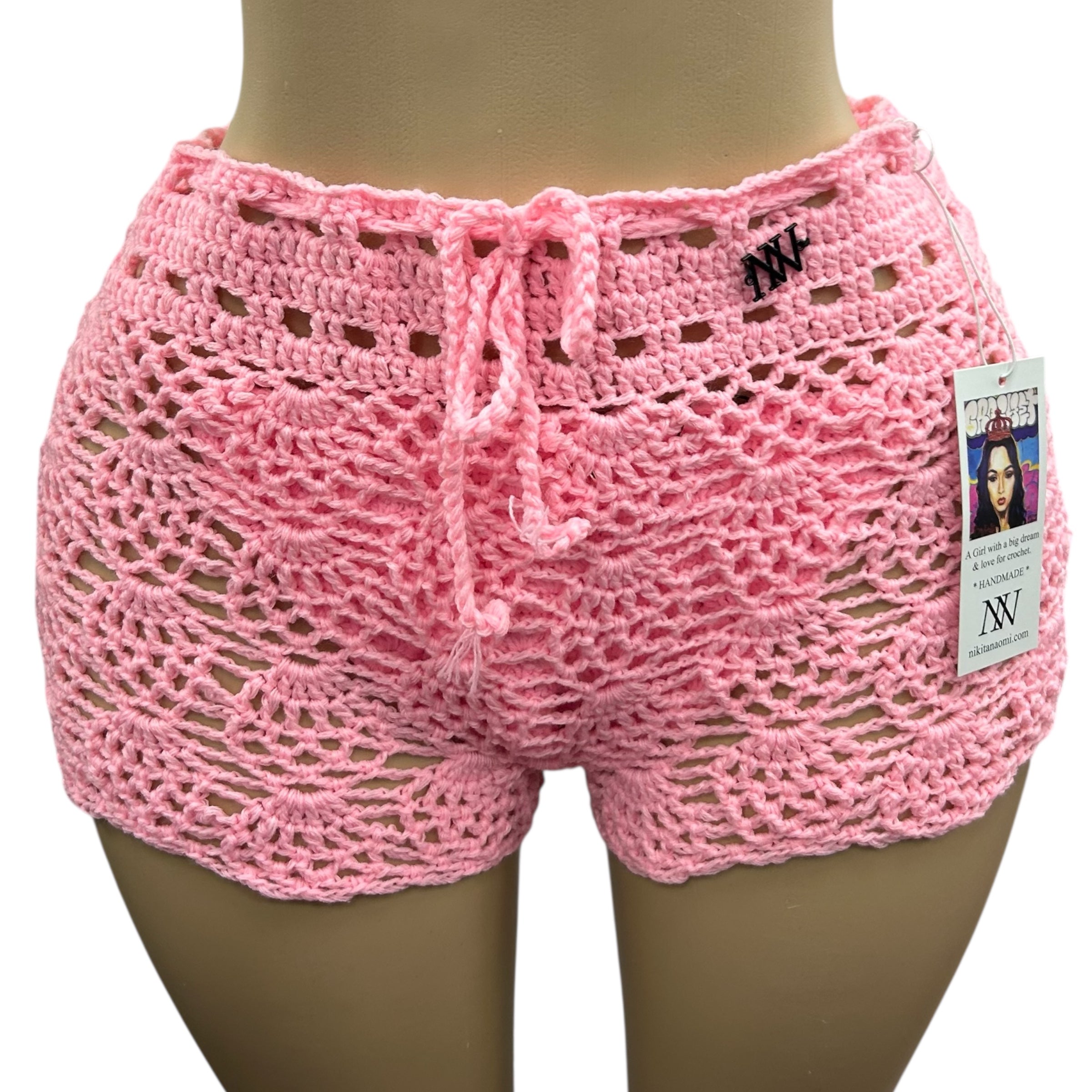 Pink Pineapple Crochet Shorts by Nikita Naomi