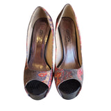 DBDK Fashion Sunda-1 Floral Print Platform Peep Toe Pumps Women's Size 7.5