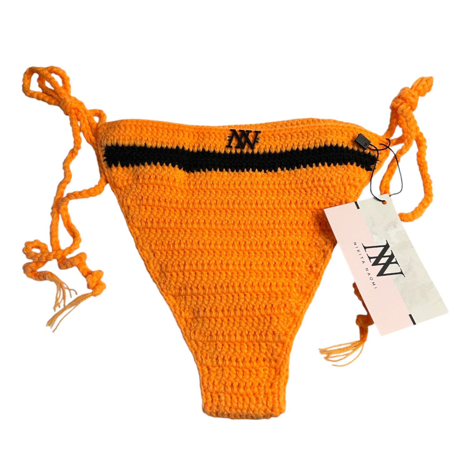 Orange and Black Striped Crochet Bikini Bottom by Nikita Naomi