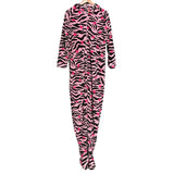 Jenni by Jennifer Moore Women's Medium Footed Onesie Sleepwear Pink Zebra Print